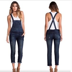 Free People Denim Criss Cross overalls